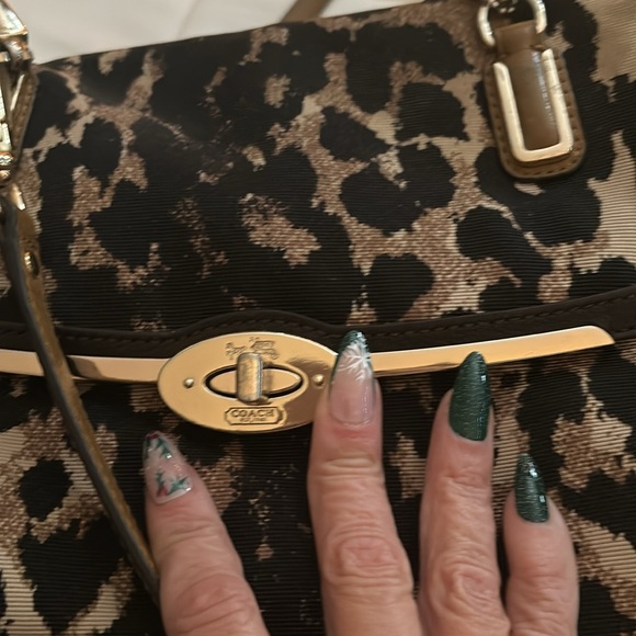 Coach Leather + Canvas Leopard Print Purse - Picture 5 of 12